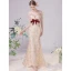 Sexy Champagne Sequins Evening Dresses 2023 Trumpet / Mermaid Strapless Bow Sleeveless Backless Floor-Length / Long Evening Party Formal Dresses