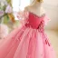 Chic / Beautiful Blushing Pink Butterfly Appliques Birthday Flower Girl Dresses 2025 Ball Gown Scoop Neck Short Sleeve Backless Floor-Length / Long