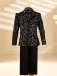 Black Fall Winter Long Sleeve Multi-Colors Sequins 6-piece Boys Wedding Suits 2025 Body Jewellery Coat Pants Shirt Tie Vest Boys Wedding Suits