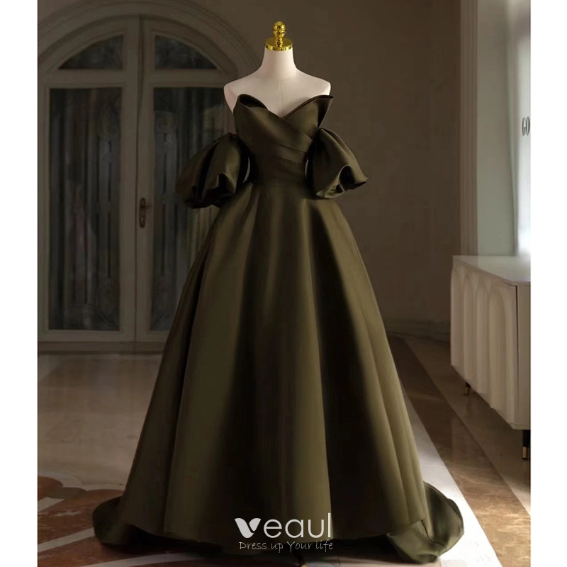 dress army green Retro Stage 1940s Lapel Buttoned Solid Shirtwaist Midi Housewife Dress Green main image 1