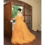 Charmant Orange Plissee Ballkleider 2023 Ballkleid Off Shoulder Kurze Ärmel Rückenfreies Gespaltete Front Sweep / Pinsel Zug Ball Festliche Kleider