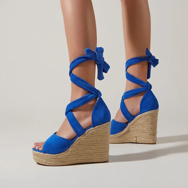 Piękne Czarne Zużycie ulicy Warkocz Sandały Damskie 2022 Z Paskiem 11 cm Na Koturnie Peep Toe Boots
