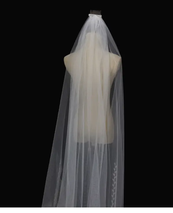 Simple Blanche Fait main En Dentelle Feuille Voile De Mariée 2025 2 m Train De Balayage Tulle