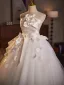 Edles Weiß Applikationen Schleife Stoffgürtel Brautkleider / Hochzeitskleider 2025 Ballkleid Bandeau Ärmellos Rückenfreies Lange Hochzeit