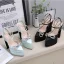 Fashion Mint Green Satin Rhinestone Bow Evening Party Womens Sandals 2023 Ankle Strap 14 cm Stiletto Heels Pointed Toe Sandals High Heels