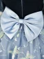 Chic / Beautiful Navy Blue Pearl Sequins Butterfly Bow Short Flower Girl Dresses 2023 Ball Gown Birthday High Neck Short Sleeve