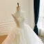 Elegant White Lace Flower Ball Gown Wedding Dresses 2026 Strapless Sleeveless Backless Floor-Length / Long Wedding