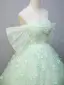 Flower Fairy Sage Green Beading Butterfly Appliques Prom Dresses 2025 Ball Gown Off-The-Shoulder Short Sleeve Backless Floor-Length / Long Prom Formal Dresses Prom Dresses