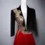 Ethnic Burgundy Phoenix Embroidered Sequins Prom Dresses 2025 A-Line / Princess V-Neck 1/2 Sleeves Backless Floor-Length / Long Prom Formal Dresses