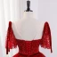 Elegant Burgundy Glitter Beading Sequins Prom Dresses 2023 Ball Gown V-Neck Short Sleeve Backless Bow Sash Prom Floor-Length / Long Formal Dresses