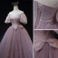 Chic / Beautiful Lilac Beading Bow Pleated Prom Dresses 2023 A-Line / Princess Off-The-Shoulder Short Sleeve Backless Floor-Length / Long Prom Formal Dresses