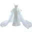 Haut de Gamme Ivoire Perle En Dentelle Fleur Robe De Mariée 2023 Trompette / Sirène Encolure Carrée Sans Manches Ceinture Dos Nu Tribunal Train Mariage