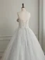 Chic / Beautiful Grey Pearl Sequins Bow Prom Dresses 2023 Ball Gown Strapless Sleeveless Backless Floor-Length / Long Prom Formal Dresses