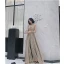 Fashion Khaki Evening Party Split Front Evening Dresses 2022 A-Line / Princess V-Neck Sleeveless Backless Floor-Length / Long Formal Dresses