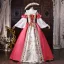 Vintage / Originale Médiévale Fushia En Dentelle Fleur Robe De Bal 2026 Robe Boule U-Cou Manches de cloche Dos Nu Longue Robe De Ceremonie