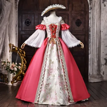 Vintage Originale Médiévale Fushia En Dentelle Fleur Robe De Bal 2026 Robe Boule U Cou Manches De Cloche Dos Nu Longue Robe De Ceremonie