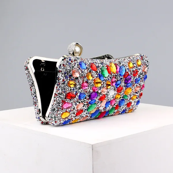 Sparkly Multi-Colors Rhinestone Evening Party Clutch Bags 2023 Alloy