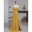 Chic / Beautiful Yellow Chiffon Evening Dresses A-Line / Princess 2023 Strapless Sleeveless Backless Floor-Length / Long Evening Party Formal Dresses