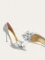 Glittrande Silver Kristall Paljetter Brudskor 2024 10 cm Stilettklackar Spetsiga Bröllop Pumps Högklackade