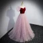 Charming Burgundy Prom Dresses 2022 A-Line / Princess Square Neckline Sequins Puffy Short Sleeve Backless Floor-Length / Long Formal Dresses