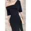 Sexy Black Evening Dresses 2022 A-Line / Princess One-Shoulder Short Sleeve Split Front Floor-Length / Long Evening Party Formal Dresses