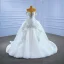 Luxe Blanche Fait main Perlage Faux Diamant Perle Paillettes Robe De Mariée 2022 Trompette / Sirène De l'épaule Manches Courtes Dos Nu Cathedral Train Mariage