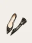 Vintage / Retro Chinese style Lace Embroidered Flat Black Prom Womens Shoes 2024 Tulle Pointed Toe Heels