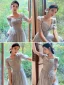 Modest / Simple Grey Bridesmaid Dresses 2022 A-Line / Princess Short Sleeve Backless Floor-Length / Long Bridesmaid Wedding Party Dresses
