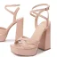 Fashion Beige Street Wear Womens Sandals 2022 Ankle Strap 12 cm Thick Heels Open / Peep Toe Sandals High Heels