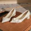 Elegante Ivory / Creme Ball Applikationen Pumps 2023 Satin 5 cm Thick Heels Spitzschuh Pumps Hochhackige