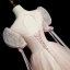 Élégant Rougissant Rose Perlage Faux Diamant Robe De Bal 2023 Princesse Encolure Dégagée Manches Courtes Noeud Dos Nu Longue Robe De Ceremonie