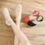 Modest / Simple Red Summer Street Wear Womens Sandals 2023 Ankle Strap 6 cm Wedges Round Toe Sandals