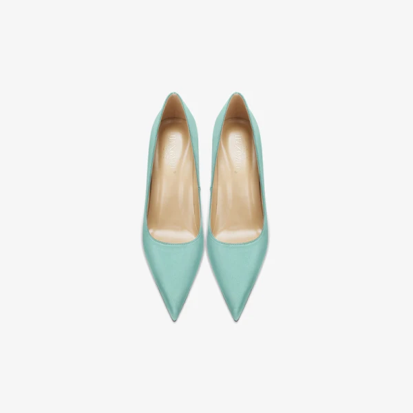 Modest Mint Green Evening Party Satin Pumps 2023 Leather 12 cm Stiletto Heels Pointed Toe High Heels Pumps