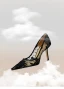 Charming Black Lace Flower See-through Evening Party Pumps 2024 Leather 8 cm Stiletto Heels Pointed Toe Pumps High Heels