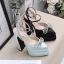 Fashion Mint Green Satin Rhinestone Bow Evening Party Womens Sandals 2023 Ankle Strap 14 cm Stiletto Heels Pointed Toe Sandals High Heels