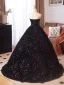 Sexy Black Sequins Prom Dresses 2025 Ball Gown Strapless Sleeveless Backless Floor-Length / Long Formal Dresses