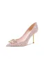 Glitzernden Rosa Strass Pailletten Brautschuhe 2024 8 cm Stilettos Spitzschuh Hochzeit Pumps Hochhackige
