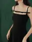 Simple Noire Robe De Soirée 2022 Princesse Bretelles Spaghetti Sans Manches Dos Nu Thé Longueur Soirée Robe De Ceremonie