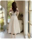 Modest / Simple Beige Bridesmaid Dresses 2022 A-Line / Princess Short Sleeve Backless Tea-length Bridesmaid