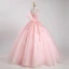 Lovely Blushing Pink Beading Sequins Prom Dresses 2023 Ball Gown Pearl Spaghetti Straps Sleeveless Backless Floor-Length / Long Prom Formal Dresses