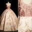Elegant Blushing Pink Prom Dresses 2023 Ball Gown Scoop Neck Beading Rhinestone Sequins Lace Flower Tassel Sleeveless Backless Floor-Length / Long Formal Dresses