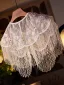 Charmig Vita Handgjort Beading Tassel Pärla Bal sjal 2025