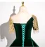 Elegant Dark Green Beading Lace Flower Velvet Prom Dresses 2025 Ball Gown Scoop Neck Short Sleeve Backless Floor-Length / Long Prom Formal Dresses