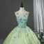 Fée Des Fleurs Vert Cendré Appliques Perlage Robe De Bal 2026 Robe Boule Encolure Dégagée Sans Manches Dos Nu Longue Robe De Ceremonie