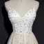 Charming Ivory Star Sequins Birthday Party Dresses 2022 A-Line / Princess Spaghetti Straps Sleeveless Backless Floor-Length / Long Formal Dresses