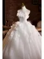Élégant Blanche Appliques Robe De Mariée 2025 Robe Boule Bustier Sans Manches Dos Nu Train De Balayage