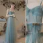 Simple Bleu Ciel Robe De Bal 2022 Princesse Bretelles Spaghetti Sans Manches Dos Nu Noeud Longue Robe De Ceremonie
