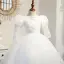 Elegant White Beading Sequins Lace Flower Birthday Flower Girl Dresses 2022 Ball Gown Scoop Neck Puffy Short Sleeve Backless Floor-Length / Long Flower Girl Dresses