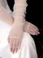 Elegant White Embroidered Letter Graphic Wedding Bridal Gloves 2025 Tulle
