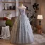 High-end Corset Silver Grey Prom Dresses 2025 Beading Feather Sweet 16 Dancing Formal Dresses Off-The-Shoulder Floor-Length / Long Sleeveless